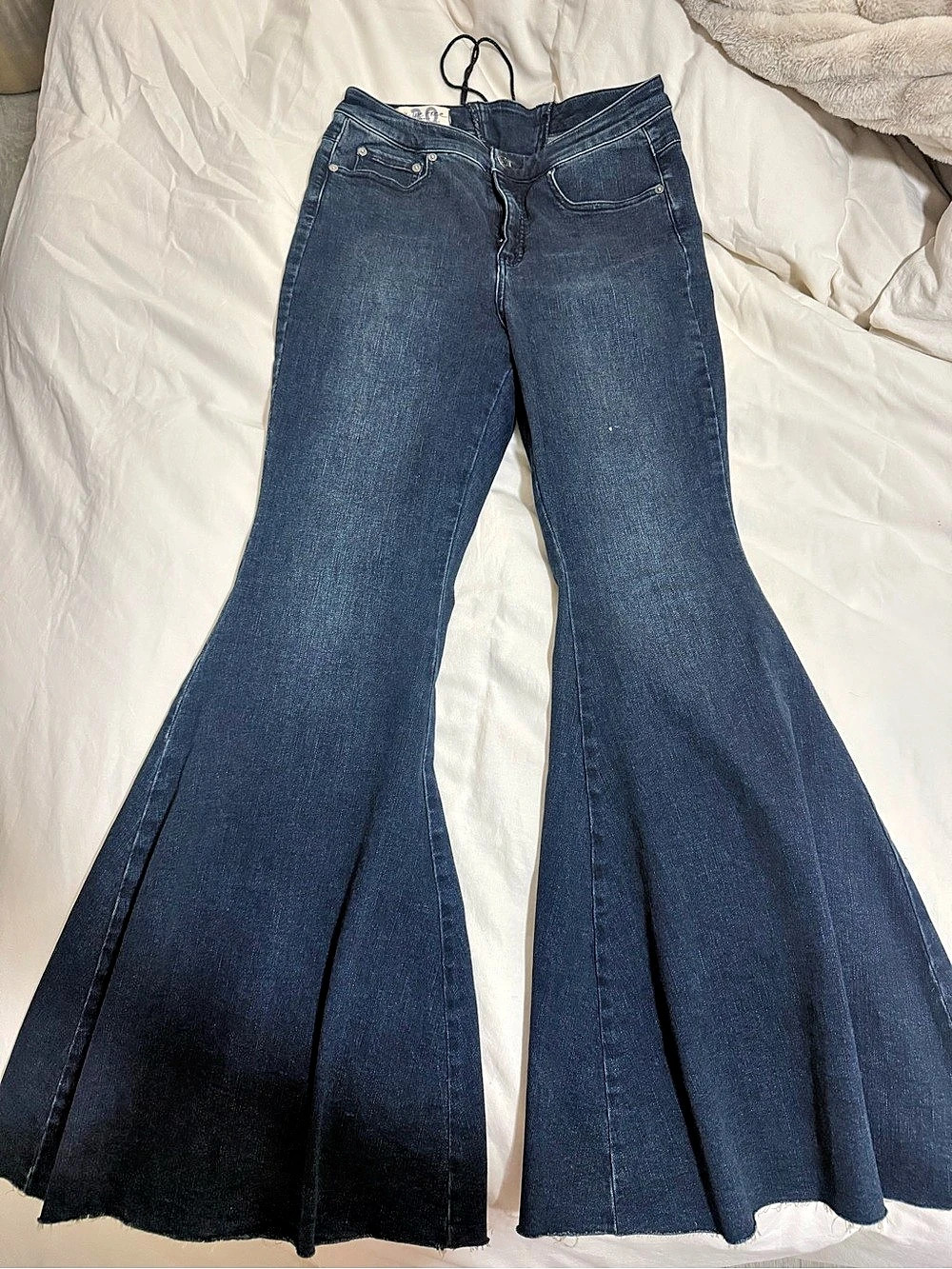 Free People We The Free CRVY Ma Cherie High Waist Lace Up Back Flare Jeans Flare
